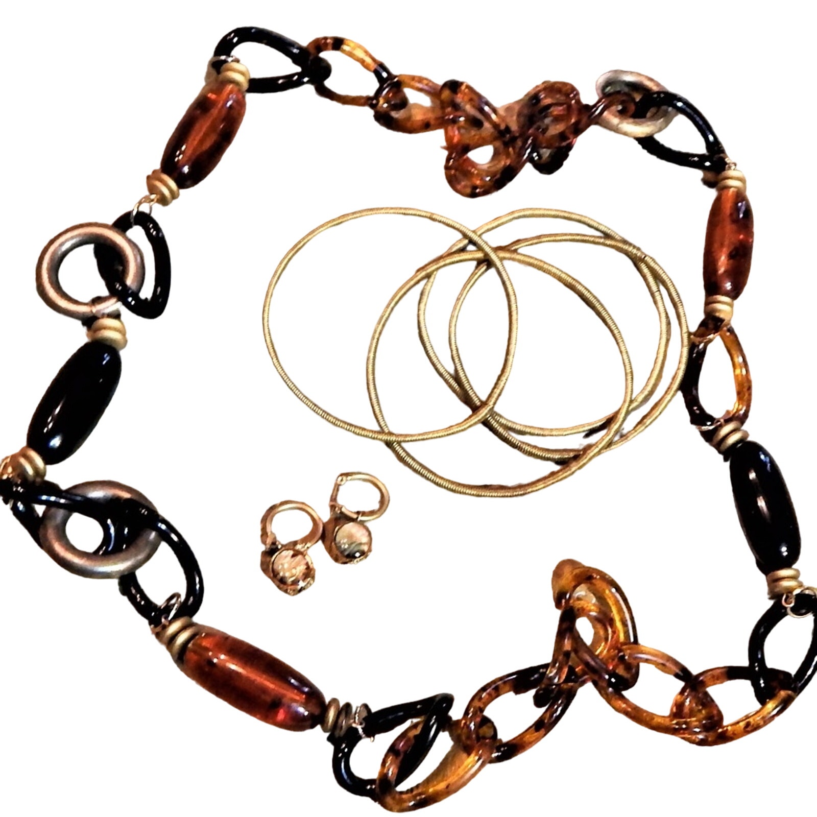 Boho Amber Plastic NecklaceBracelet 18$